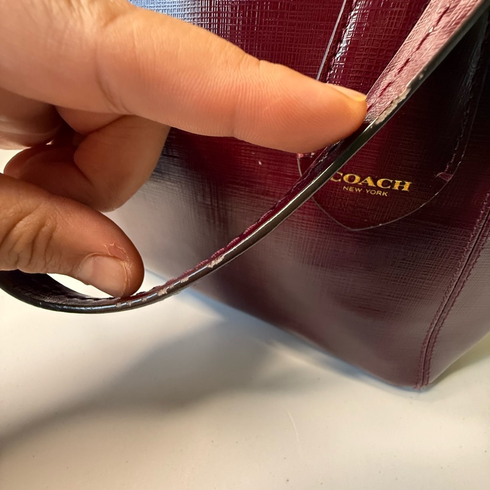 Coach Burgundy Leather Tote Bag - Picture 12 of 17